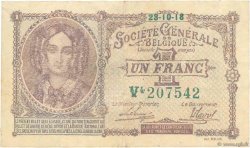 1 Franc BELGIUM  1918 P.086b VF