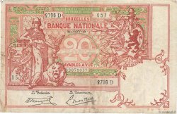 20 Francs BELGIUM  1919 P.067 F+