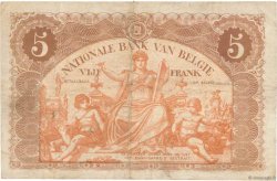 5 Francs BÉLGICA  1914 P.074a BC+