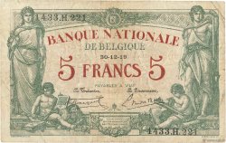 5 Francs BÉLGICA  1919 P.075b BC
