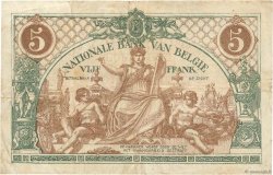 5 Francs BELGIQUE  1921 P.075b TB