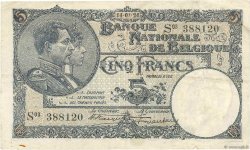 5 Francs BÉLGICA  1924 P.093