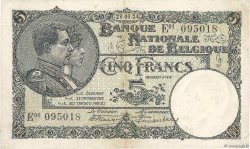 5 Francs BELGIUM  1924 P.093 VF