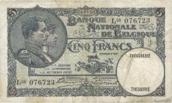 5 Francs BELGIUM  1927 P.097b