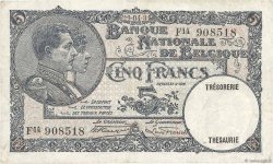 5 Francs BELGIQUE  1927 P.097b TTB