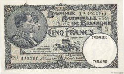 5 Francs BÉLGICA  1927 P.097b EBC