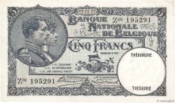 5 Francs BELGIUM  1927 P.097b UNC-