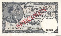 5 Francs Spécimen BÉLGICA  1927 P.097bs EBC