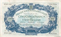 500 Francs - 100 Belgas BELGIO  1928 P.103a q.BB
