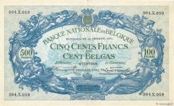 500 Francs - 100 Belgas BELGIEN  1932 P.103a fVZ