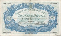 500 Francs - 100 Belgas BELGIEN  1932 P.103a S