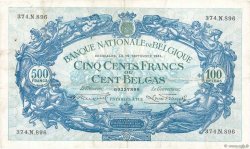 500 Francs - 100 Belgas BELGIO  1934 P.103a BB