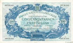 500 Francs - 100 Belgas BÉLGICA  1934 P.103a MBC
