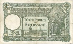1000 Francs - 200 Belgas BELGIEN  1933 P.104 fSS