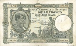1000 Francs - 200 Belgas BELGIUM  1934 P.104 F+