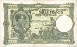 1000 Francs - 200 Belgas BELGIQUE  1934 P.104 TTB