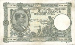 1000 Francs - 200 Belgas BELGIO  1935 P.104 BB