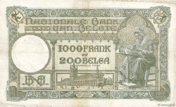1000 Francs - 200 Belgas BELGIEN  1939 P.104 S