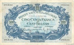 500 Francs - 100 Belgas BELGIUM  1938 P.109 VF