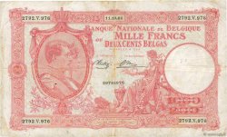 1000 Francs - 200 Belgas BELGIO  1944 P.115 MB