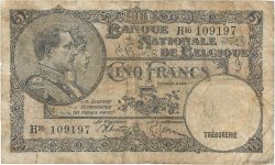 5 Francs BELGIUM  1938 P.108a G