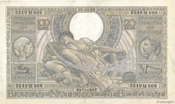 100 Francs - 20 Belgas BELGIO  1938 P.107 BB