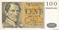 100 Francs BELGIEN  1953 P.129a VZ