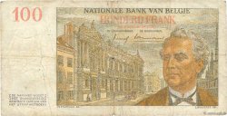 100 Francs BELGIQUE  1957 P.129c TB