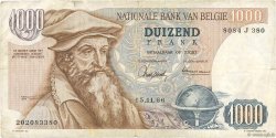 1000 Francs BELGIUM  1966 P.136a F+