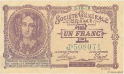 1 Franc BELGIUM  1918 P.086b XF