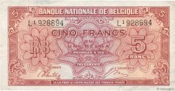 5 Francs - 1 Belga BELGIO  1943 P.121 BB