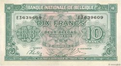 10 Francs - 2 Belgas BELGIUM  1943 P.122 AU