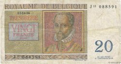 20 Francs BÉLGICA  1956 P.132b BC