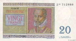20 Francs BELGIUM  1956 P.132b