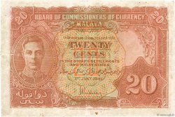 20 Cents MALAYA  1941 P.09a BC