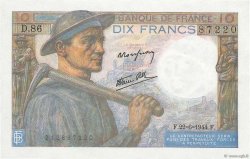 10 Francs MINEUR FRANKREICH  1944 F.08.12 ST