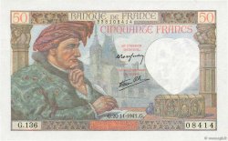 50 Francs JACQUES CŒUR FRANCE  1941 F.19.16 SPL+