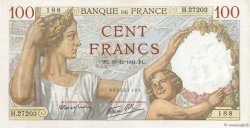 100 Francs SULLY FRANCE  1941 F.26.63 AU-