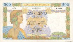 500 Francs LA PAIX FRANCE  1942 F.32.27 VF+