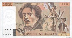 100 Francs DELACROIX imprimé en continu FRANCE  1991 F.69bis.03a1