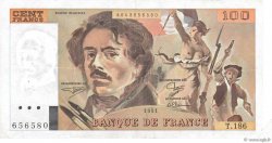 100 Francs DELACROIX imprimé en continu Fauté FRANCE  1991 F.69bis.03b2
