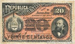 20 Centavos ARGENTINA  1884 P.007a q.BB