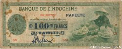 100 Francs TAHITI  1943 P.17b VG