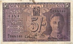 5 Shillings RODESIA MERIDIONALE  1943 P.08 q.BB