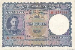 10 Rupees CEYLON  1944 P.036Aa fVZ