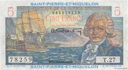 5 Francs Bougainville SAN PEDRO Y MIGUELóN  1946 P.22 SC+