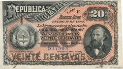 20 Centavos ARGENTINA  1884 P.007a VF-