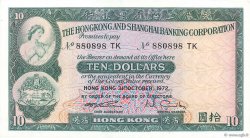 10 Dollars HONGKONG  1972 P.182g VZ+
