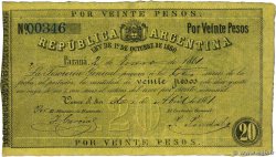 20 Pesos ARGENTINA  1861 PS.0221b F+