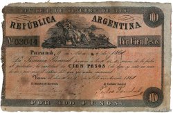 100 Pesos ARGENTINA  1861 PS.0223 VF